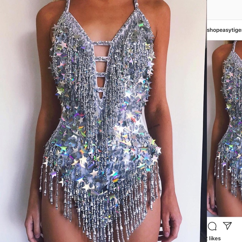 ❌ SOLD ❌ EASY TIGER Cosmic Sequin Bodysuit.